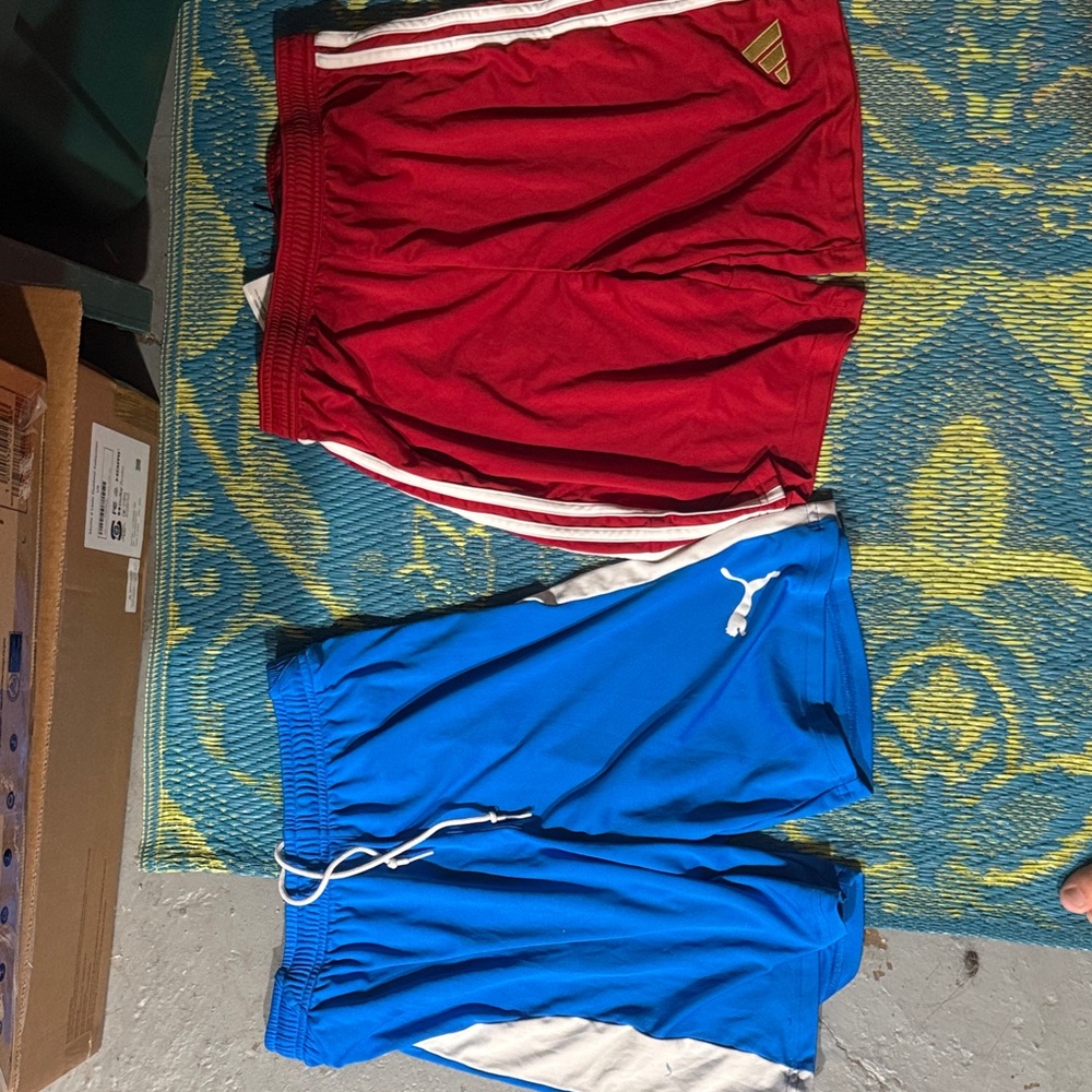 Adidas Red and Puma Blue Sports Shorts